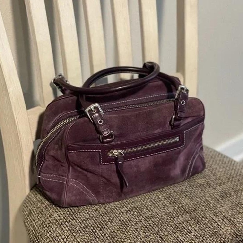 COACH PURPLE SUEDE SATCHEL BAG